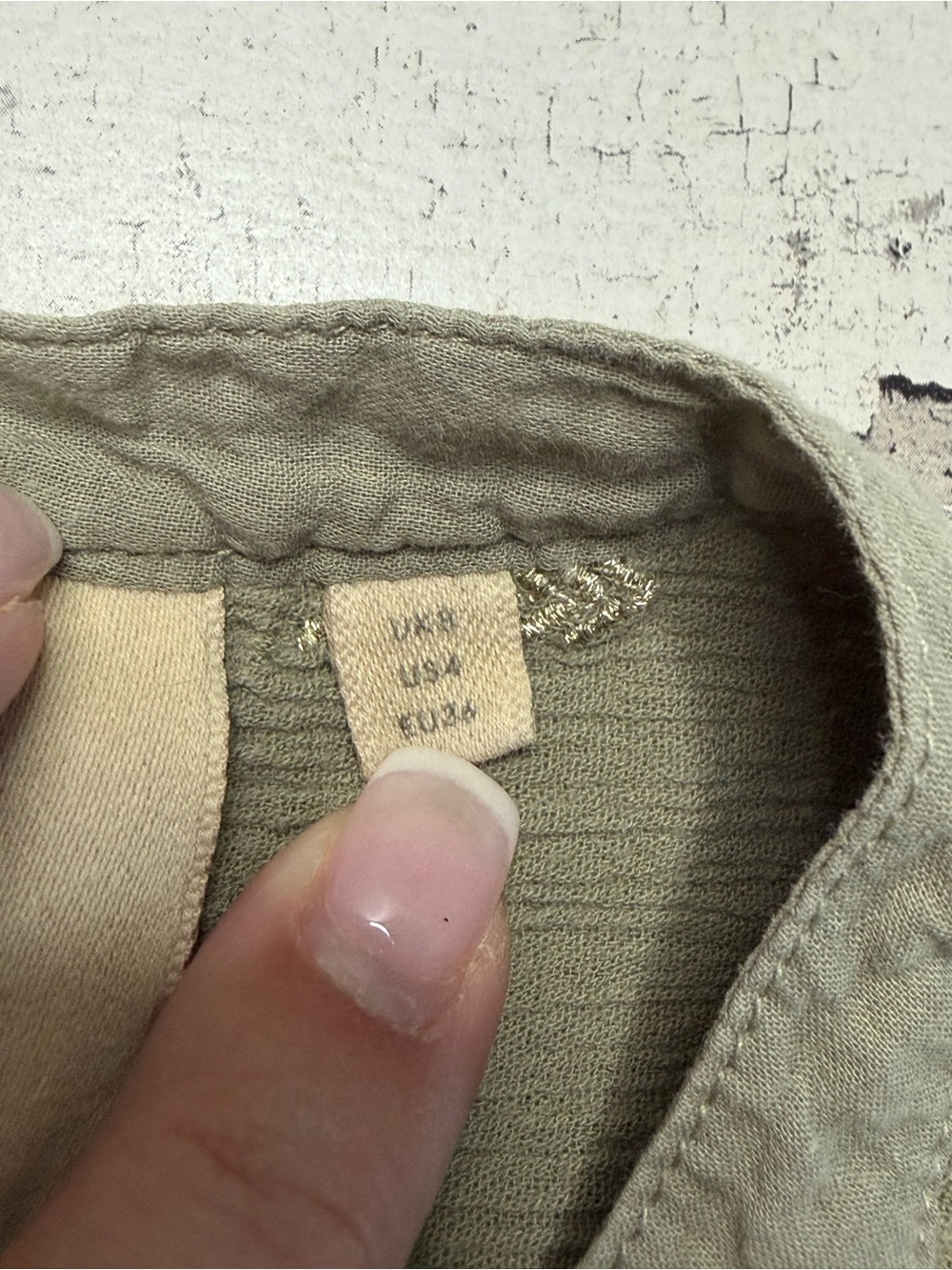 Anthropologie Vanessa Virginia Women 4 Olive Embroidered Cotton Button Front Top - Picture 4 of 10